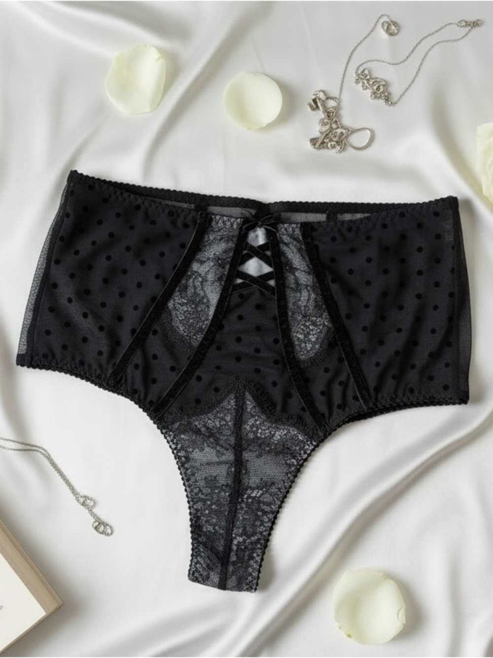 VICTORIA’S SECRET Black Lace High Waist Sheer Panties Lingerie Very Sexy M Mesh